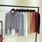 Bell Sleeve V-neck Cropped Cardigan