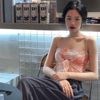 Chained Tie-front Camisole Top / Straight Leg Pants