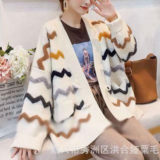 Wave Pattern Toggle Cardigan