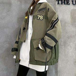 Embroidered Zip-up Cargo Jacket
