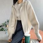 High-neck Zip-up Knit Jacket