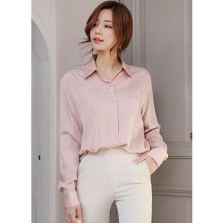 Seam-trim Silky Shirt