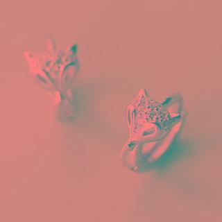 925 Sterling Silver Rhinestone Fox Earring 1 Pair - Silver - One Size