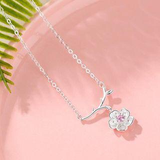 925 Sterling Silver Flower Necklace As Shown In Figure - One Size