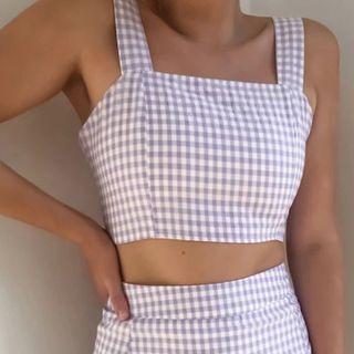 Sleeveless Plaid Crop Top