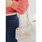 Chain-trim Tweed Flap Bag White - One Size