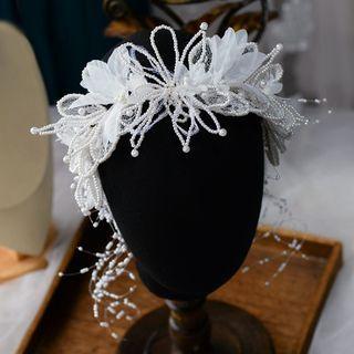 Floral Lace Wedding Crown 1pc - White - One Size