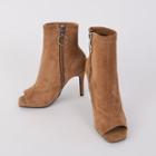 Open-toe Pin-heel Short Boots