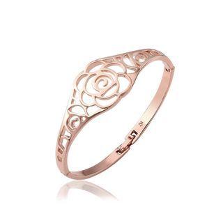 Elegant Fashion Plated Rose Gold Hollow Rose Bangle Rose Gold - One Size