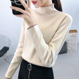 Long-sleeve Knit Mock-neck Top