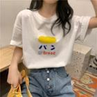 Cartoon Lettering Short-sleeve Round Neck T-shirt As Shown In Figure - One Size