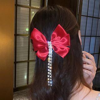 Bow Fabric Rhinestone Hair Clamp