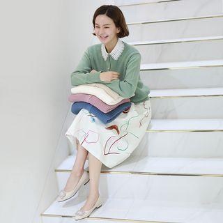 Jewel-button Waffle-knit Cardigan