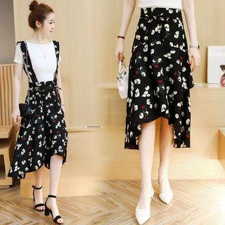 Floral Chiffon Suspender Skirt