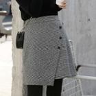 Plaid High-waist Woolen A-line Skirt