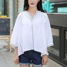 Split-neck 3/4-sleeve Top
