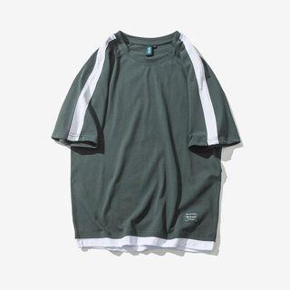 Panel Short-sleeve Mock Two-piece T-shirt