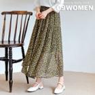 Plus Size Tiered Long Floral Skirt