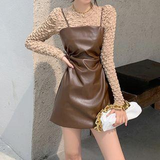 Plain Long-sleeve T-shirt / Mini Pinafore Dress