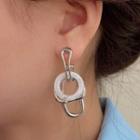Acrylic Hoop Alloy Dangle Earring 1 Pair - White & Silver - One Size