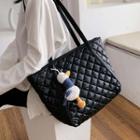 Duck Charm Quilted Faux Leather Tote Bag