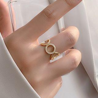Hoop Rhinestone Alloy Open Ring Open Ring - Gold - One Size