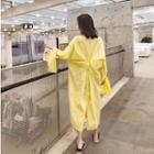Ribbon Bell-sleeve Maxi Shirtdress