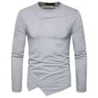 Plain Asymmetric Hem Long-sleeve T-shirt
