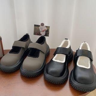 Platform Fleece-lined Mary Jane Shoes (various Designs)