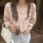 Long-sleeve Plain Top Mauve Pink - One Size