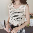 Sleeveless Perforated Cropped Top