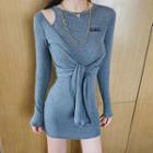 Tie-waist Mock Two-piece Mini Dress