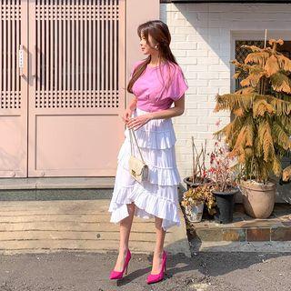 Frilled Dip-back Tiered Skirt