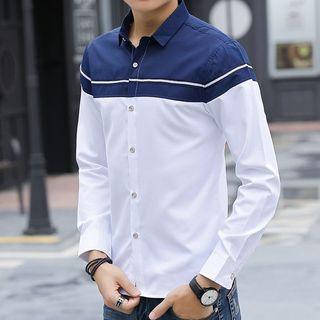 Striped Long-sleeve Slim-fit Shirt