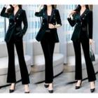 Set: Velvet Blazer + Boot Cut Pants