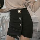 Asymmetric-hem Pendant-detailed Miniskirt
