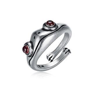 925 Sterling Silver Fashion Cute Frog Adjustable Open Ring Silver - One Size