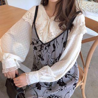 Floral V-neck Loose-fit Spaghetti Strap Dress