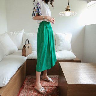 Line Blend Gathered Long Skirt