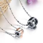 Couple Matching Rhinestone Titanium Steel Necklace