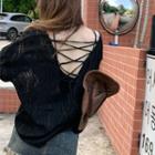 Crochet Open Back Long-sleeve Top