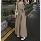 Square-neck Ruffle Trim Wide-leg Jumpsuit