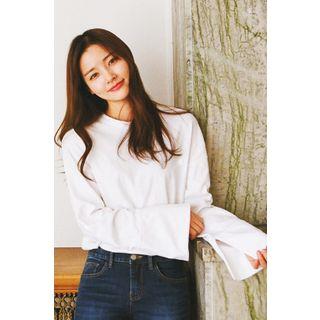 Slit Wide-cuff Cotton T-shirt