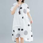 High-low Dotted Short-sleeve Midi Dress