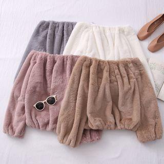 Boatneck Furry Crop Top