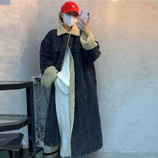 Fleece Lined Midi Denim Coat