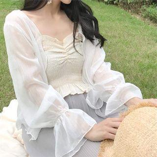 Bell-sleeve Mesh Cardigan
