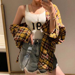 Plaid Shirt / Numbering Tank Top
