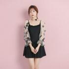 Puff-sleeve Floral Print Swim Dress / Pouch / Set