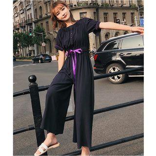 Off-shoulder Short-sleeve Jumpsuit